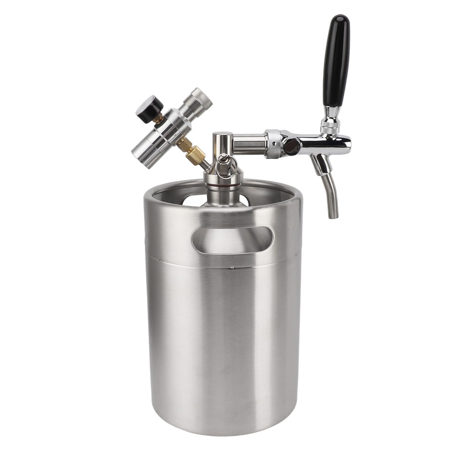 Mini producteur de bière 5 L - Distributeur de bière sous pression portable en acier inoxydable avec régulateur de pression de 60 PSI - Kit de fût de bière pour la maison, le bar, la fête