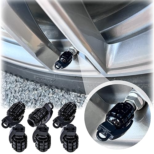MEAJOO 6PCS Tire Valve Stem Caps, Stainless Steel Tire Valve Caps Wheel Valve Caps for Cars, Trucks, SUV, Motorcycles, Bike and Bicycles (Black)