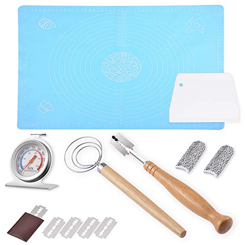 Bread Making Kit – Dough Scraper Danish Dough Whisk Oven Thermometer Bread Lame Pastry Mat Finger Sleeves Necessary Kitchen Utensils