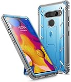 Poetic Revolution Series for LG V40 Case, Full-Body Rugged Dual-Layer Shockproof Protective Cover with Kickstand and Built-in-Screen Protector, Blue