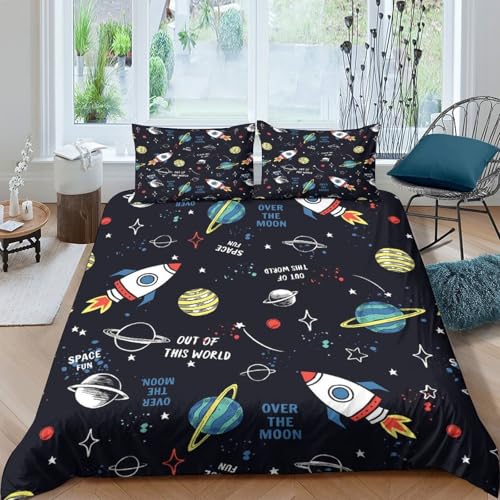 Parure de lit spatiale 3D avec housse de couette 200x200cm en microfibre double - 4