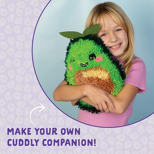 Image of LatchKits Avocado Pillow - Latch Hook Kits for Kids, Arts and Crafts, Yarn Art, Kids Crafts, Toys for Girls, Birthday Gift for Girls, Easy to Follow Pattern, Hook Included, Craft Kits, Ages 6+