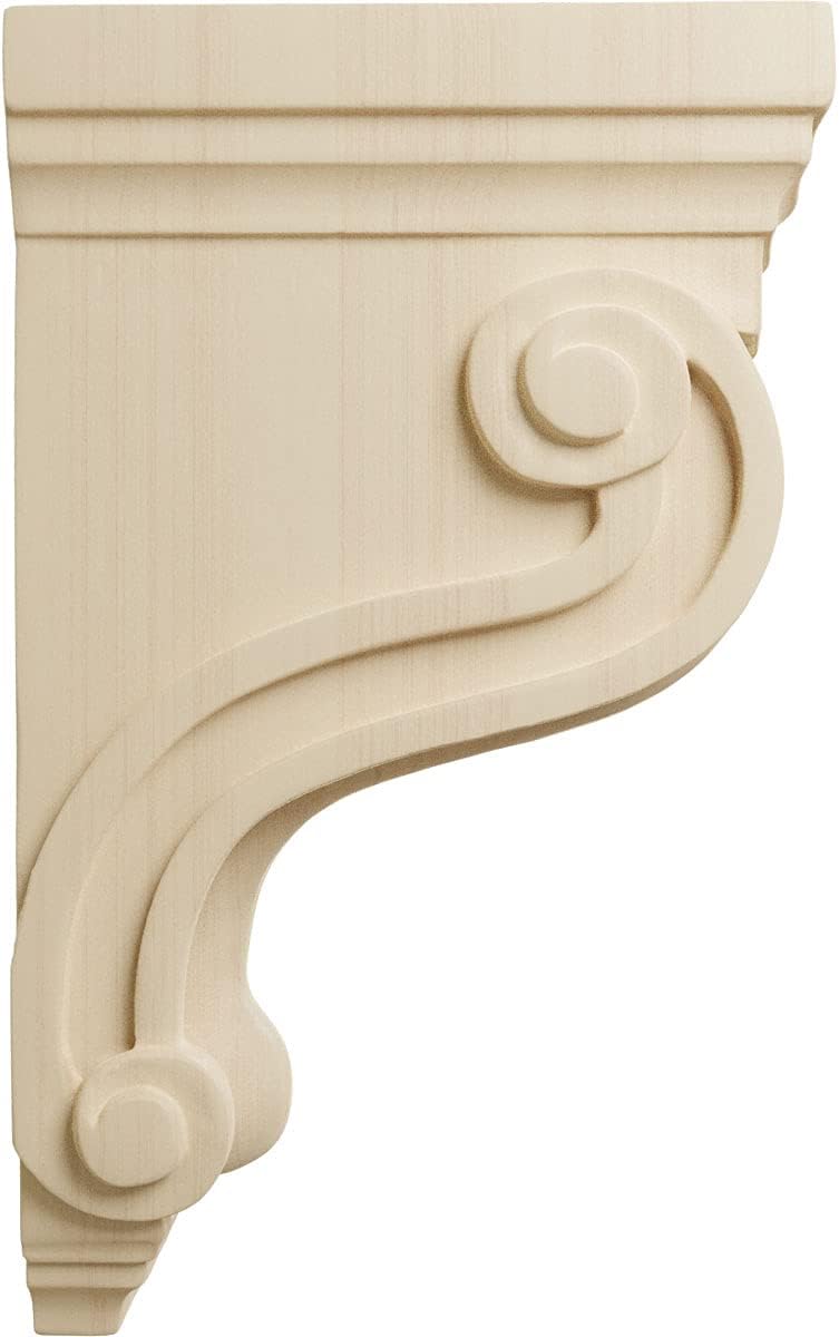 Ekena Millwork COR03X06X10TSRW Boston Traditional Scroll Wood Corbels, 3 3/8"W x 6 1/2"D x 10 1/2"H, Rubberwood : Everything Else