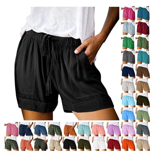 Lainuyoah Short feminino de verão 2024 casual confortável com cordão elástico na cintura shorts com