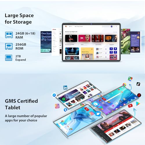 Image of Suicoey 2026 11 inch Android 15 Tablet with Keyboard, 24GB+256GB, 2TB Expand, 8000mAh, 5MP+13MP, 5G WiFi, Gemini AI, Split Screen, Widevine L1, 2 in 1 Tablets PC with Case, Mouse, Stylus(Green Case)