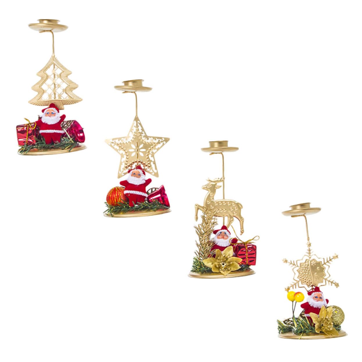 VINTORKY Candle Stand Decor 4pcs Iron Candlestick Holders Retro Style Candlestick for Winter Parties Christmas Decor