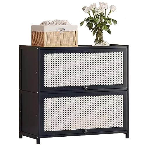Shoe Storage Cabinet Cabinets Hallway Slim Cupboard Cupboards Hallways Slimline，Black Wooden Shoe Cabinet for Entryway, Freestanding Multi-Layer Shoe Storage Cupboard with Flap Door, Tall Sh