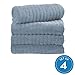 Produktbild iDesign 4er-Set Handtücher, großes Handtuch zum Duschen mit Streifenstruktur aus Baumwolle, weiches Handtuch Set für Dusche, Badewanne und Sauna, rauchblau