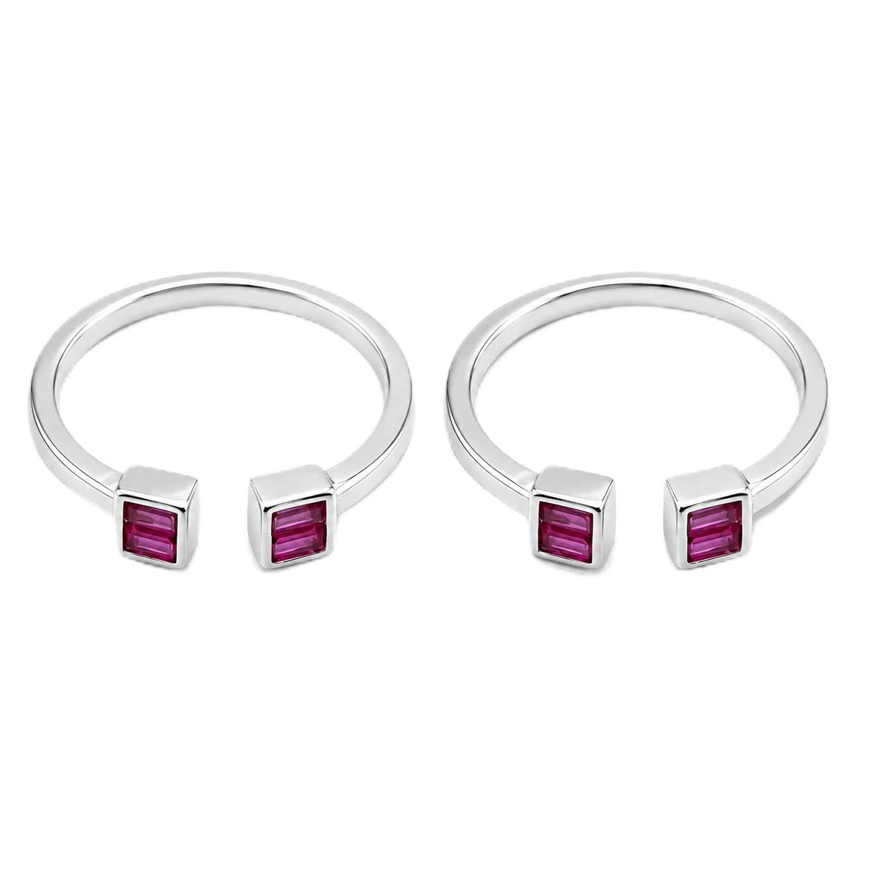sahiba gems 925 Sterling Silver Designer Toe Rings for Women | Square Ruby Zircon Band Bichiya | Pair of 2 | Lightweight & Skin Friendly I Naver Black-picture-19