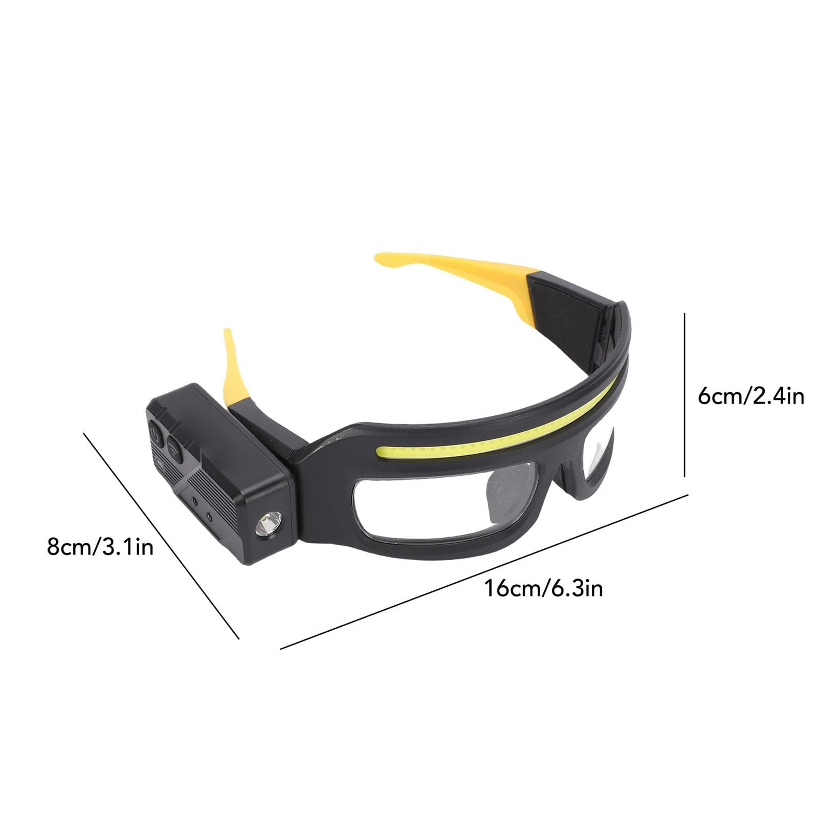 Linterna Frontal para Gafas, LED COB 1000LM, Resistente Al Agua, USB, Luz de Trabajo Portátil, Gafas Frontales con Sensor de Onda para Pesca Nocturna Al Aire, Ciclismo