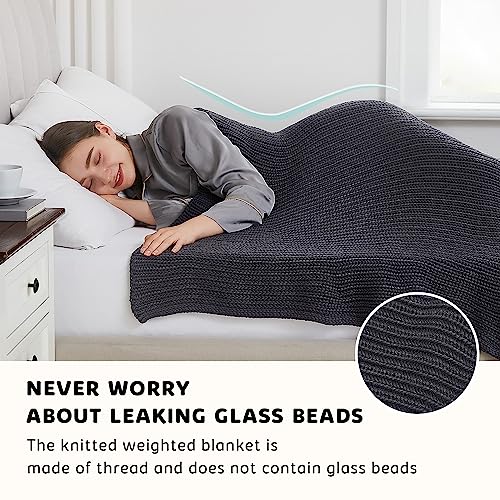 L'AGRATY Knitted Weighted Blanket - 60"x80" 20lbs Cooling Chunky Knit Heavy Blanket for Adults Braided Crochet Throw Thick Cable Yarn Knit Decorative No Beads Evenly Weighted Machine Washable