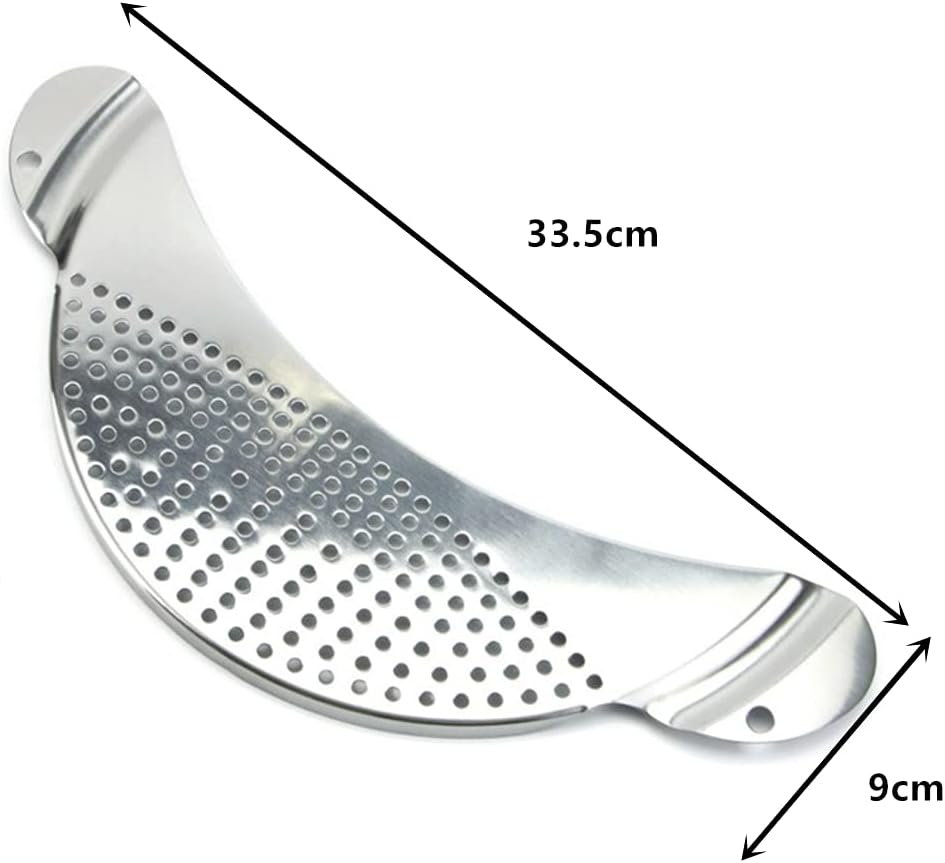 Half‑Moon Stainless Steel Pan Strainer, Pot Drainer for Cookware