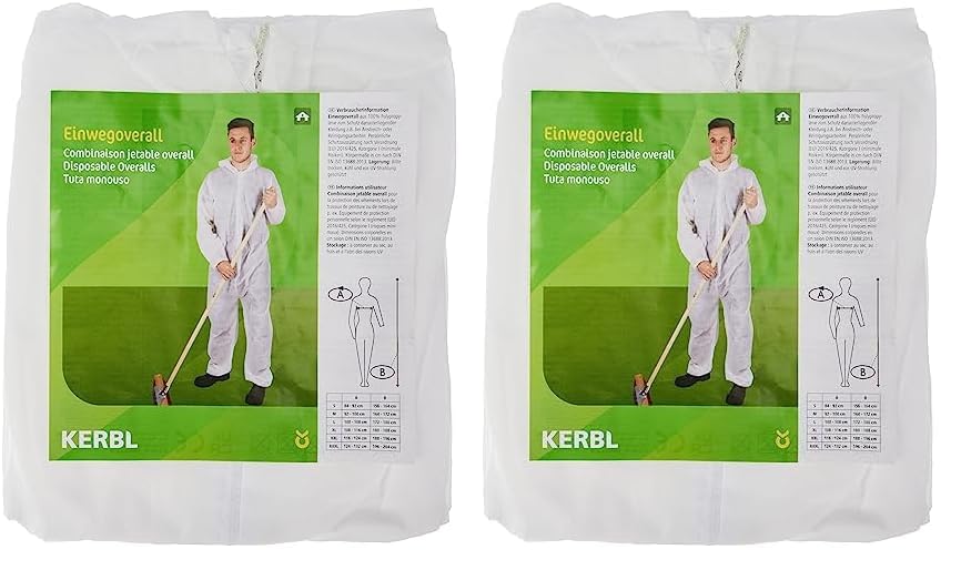 Kerbl 3408 Salopette jetable en polypropylène, Blanc, Taille XL (Lot de 2)