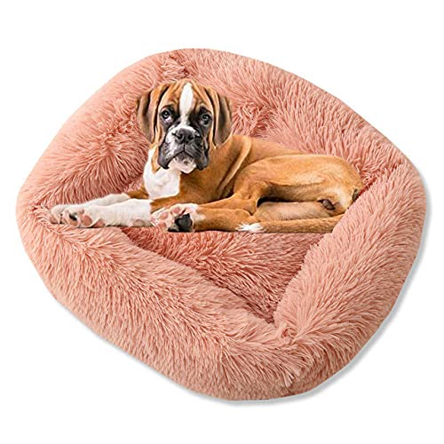 Lit apaisant chien doux et confortable format L couleur rose