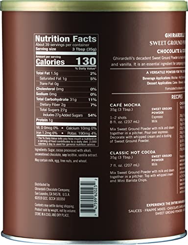 Ghirardelli Sweet Ground Chocolate & Cocoa Gourmet Powder 3 Lbs With Ghirardelli Stamped Barista Spoon thumb #6