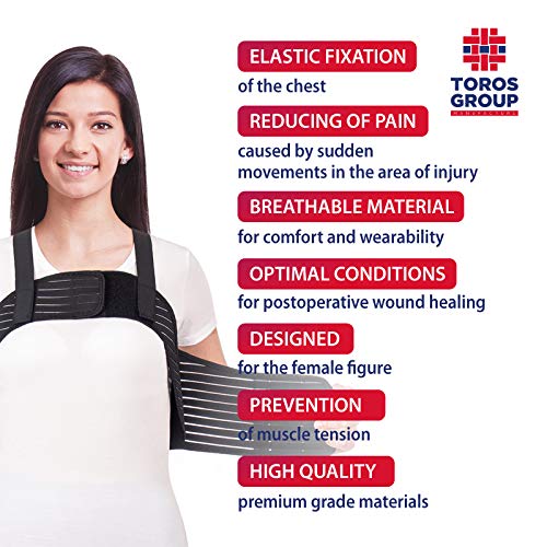 TOROS-GROUP - Korsett Damen - Brustgurt für Frauen - Unterstützende Bandage für Postoperative Phase, Gebrochene Rippen und Brustbein, Bequeme Passform für Weibliche Figur – M, Schwarz