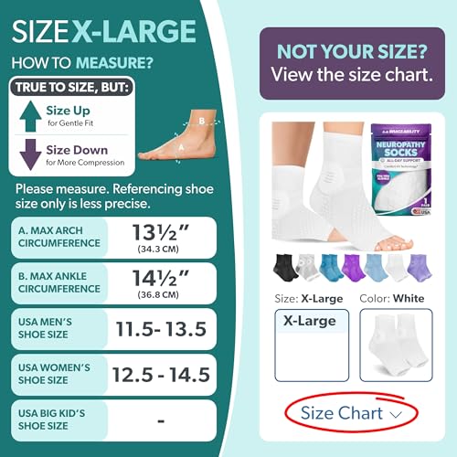Image of BraceAbility Neuropathy Socks (Pair) - Peripheral Neuritis Compression Diabetic Toeless Foot Sleeves for Nerve Damage Pain in Feet, Ankle Gout, Plantar Fasciitis Relief Brace for Men and Women (XL - White)