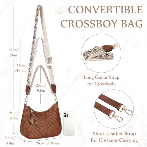 VASCHY Small Shoulder Bag Purse for Women, Vegan Leather Chevron Quilted Crescent Crossbody Hobo Bag Under the Arm Handbag2