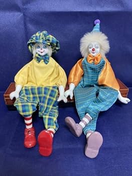 Amazon.co.jp: ピエロ くたくた人形 お座り ビスクドール 2体