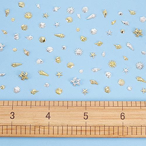 OLYCRAFT 4 Boxes Marine Animal Resin Fillers Gold Sliver Alloy Cabochons Ocean Theme Nail Art Decorations Summer Theme Resin Accessories Supplies for Jewelry Making Nail Art Decoration - Image 4