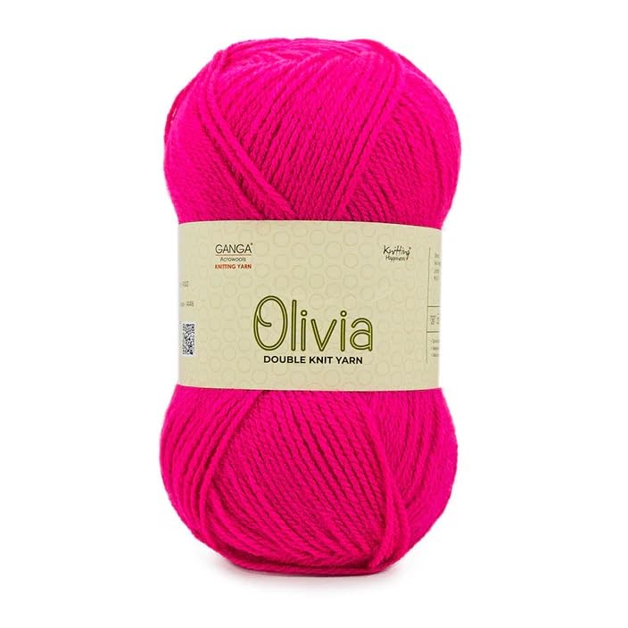 Ganga Olivia Hand Knitting and Crochet Yarn (Poppy Fuchsia) (400gms)