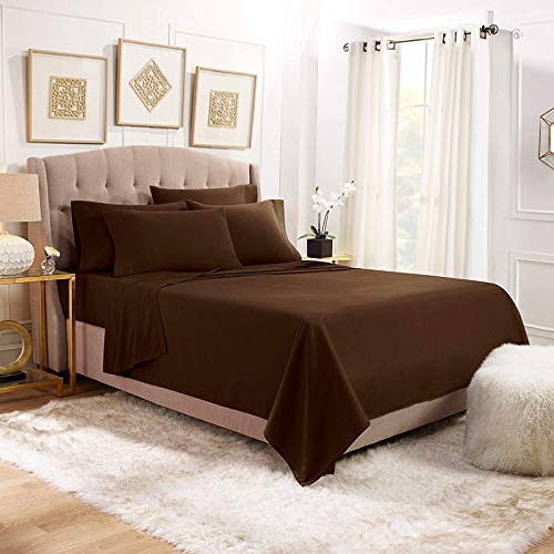 YRM Bedding's Chocolate Brown 700-Series Giza Egyptian Cotton Extra Comfy Bedsheet with 2-Pillow Covers Super King Size Hotel Quality