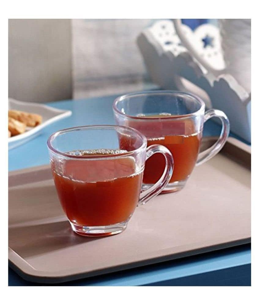Image of MULTI ZONE 300 ML Crystal Clear Toughened Glass Tea Cup with Convenient Solid Handle Cups, Espresso Mug Set for Tea, Coffee, Hot /Cold Drinks (MZ-03)