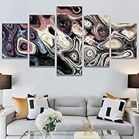 SIGNWIN 5 Panel Canvas Wall Art Modern Art Abstract Contemporary Edgy Mixed Media Multicolor Patterns for Home Decorations Ready to Hang - 60