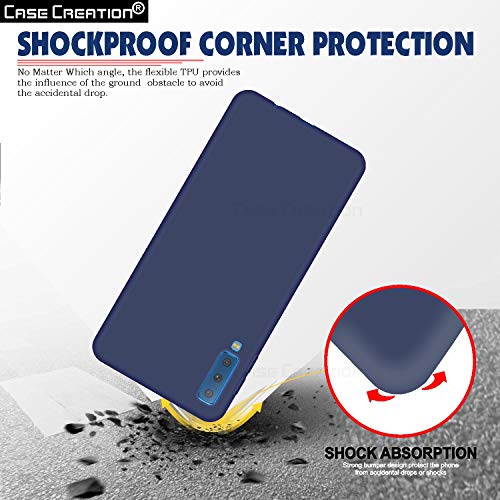Image of Case Creation Luxurious OG Series for Samsung Galaxy A7 2018 Case Cover,Anti-Dirty Slim Case Frosted Matte Cute Candy TPU Raised Bezel (Splash of Color) Back Cover for Samsung A7 2018 -Navy Blue