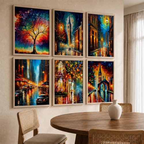 Image of kotart Premium Digital Paintings with Frame for Home Decoration - Painting for Living Room Bedroom Office Room Decor - Painting for Wall Decoration - Pack of 6 (Art 8, 13x17 inch)
