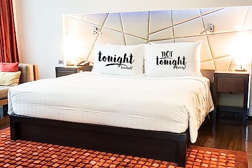 Tonight Not Tonight Reversible Pillowcase Bridal Shower Gift Ready Packaging (20x30 for Standard/Queen Sized Pillows)