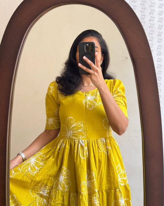 Image of Floral Midi Dress for Women - Summer Boho Dress, Lightweight & Breathable, Elegant Floral Print, Casual & Vacation Outfit, Comfortable Flowy Dress for Women