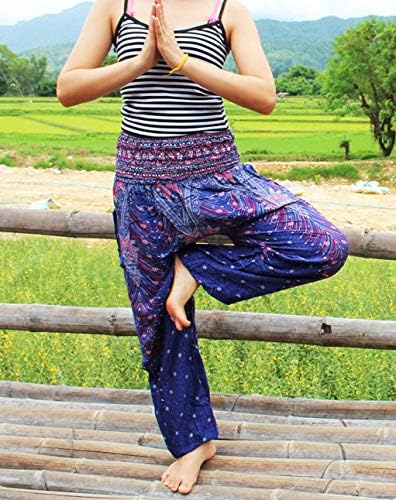 Banjamath® Women's Smocked Waist Harem Hippie Boho Yoga Palazzo Casual Pants - Image 3