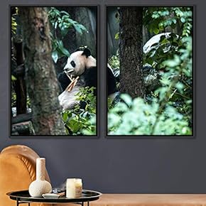 signwin 2 Piece Framed Canvas Wall Art Panda...