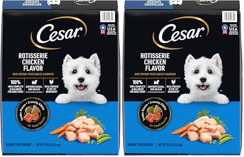 Image of Cesar Small Breed Dry Dog Food for Small Dogs,Rotisserie Chicken Flavor and Spring Vegetables Garnish,12 lb Bag,(Pack of 2)