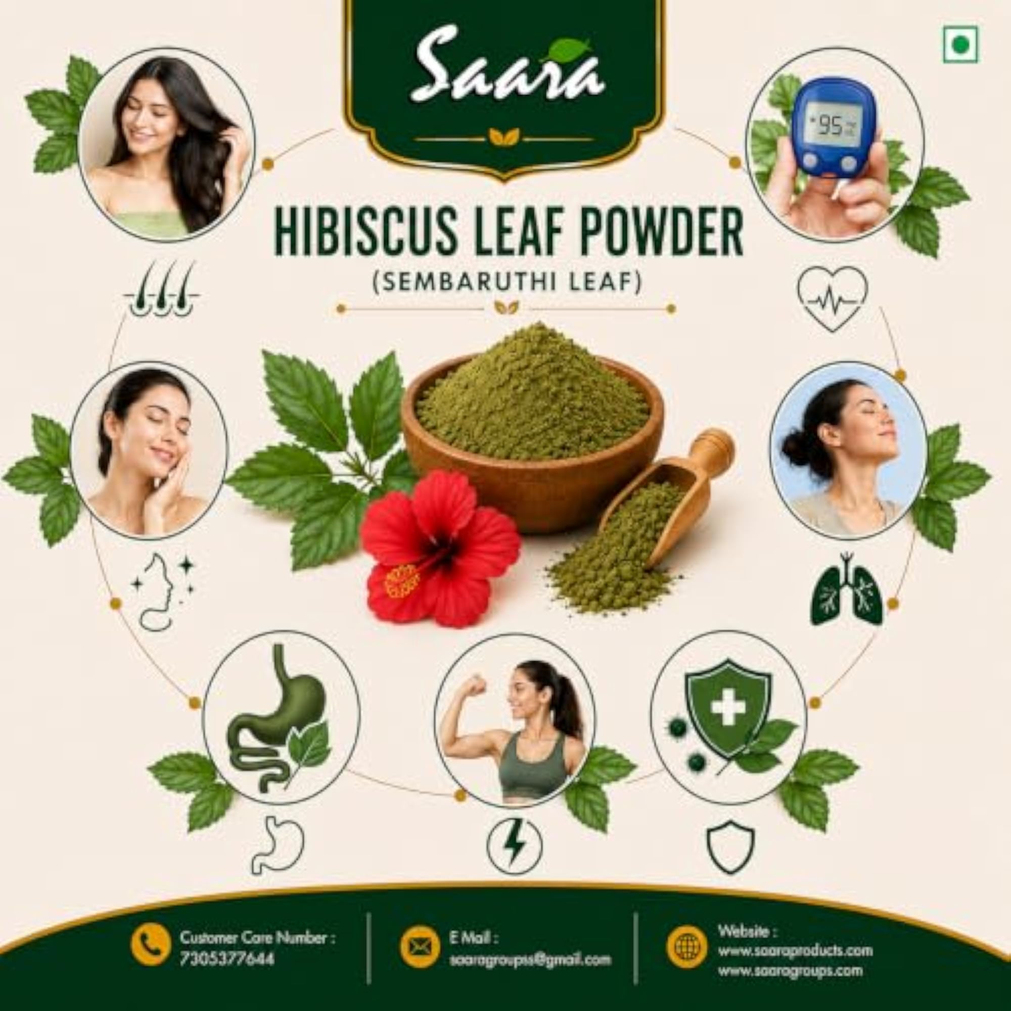 Hibiscus Leaf Powder (100g), Natural Hair Care