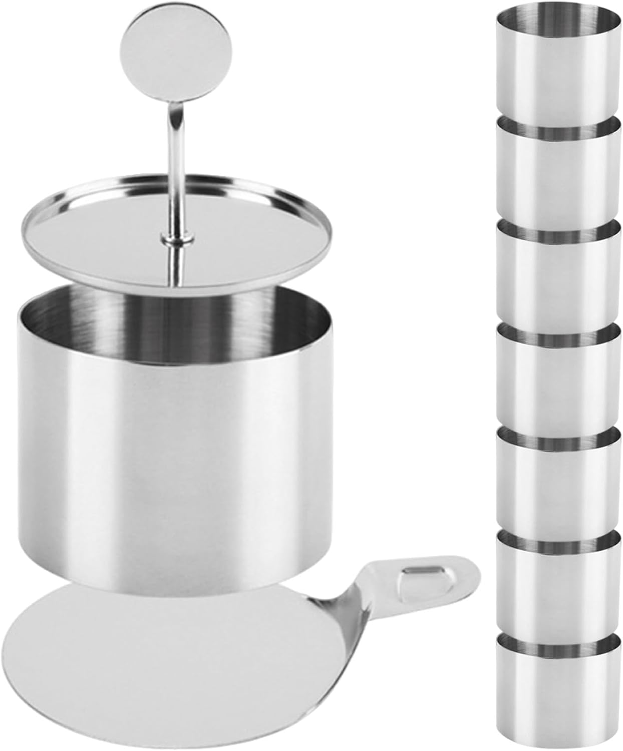 Operitacx 1 Set Mousse Cake Ring: 3" Round Stainless Steel Cake Cutter For Baking - Dessert Pastry Molds Baking Tools, Includes 1 Pusher, 1 Lifter and 8 Ring