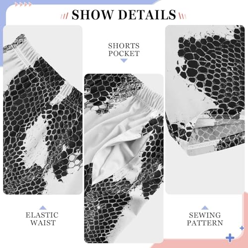 Boys' Pants Black Snake Skin Scales White Long Bottoms Jogger Pants Elastic Waist Trousers with Pockets S-XL4