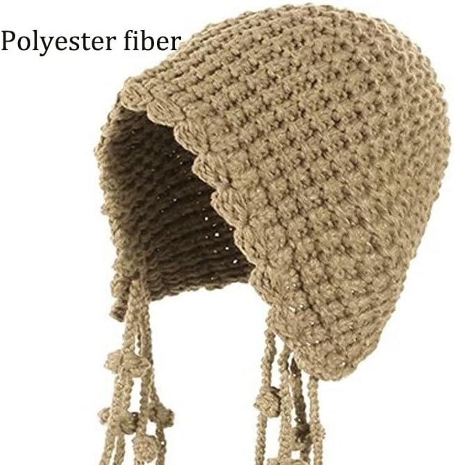 Red Fringed Knitted Headband Hat for Women's Travel Woolen Hats