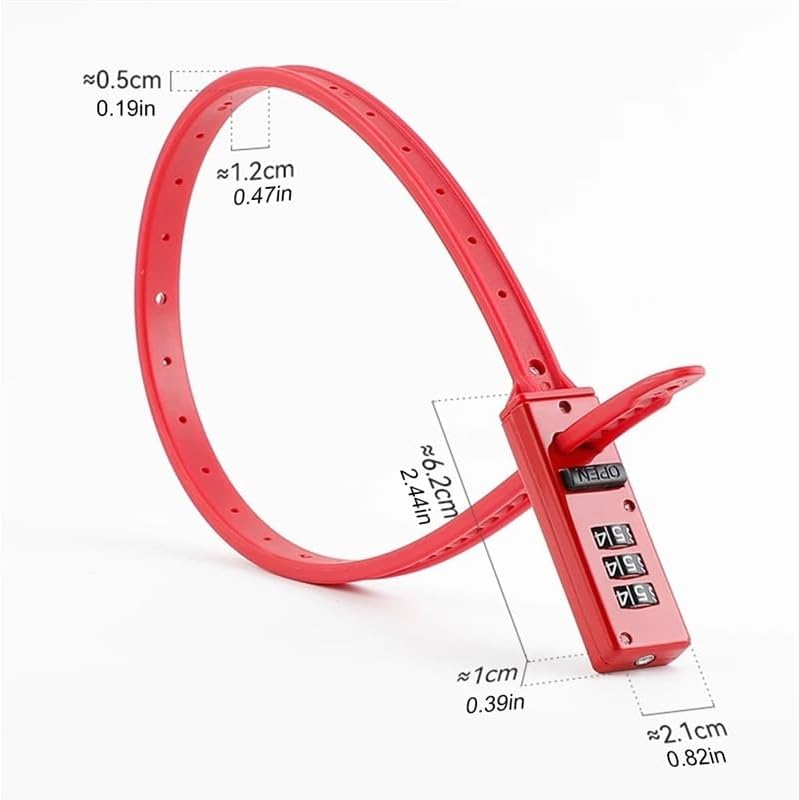 Portable Bicycle Lock Cable Tie Combination Lock Bike Helmet Password Lock Bicycle Anti-Theft Keyless Padlock Cycling (Color : Black-02) (Red)