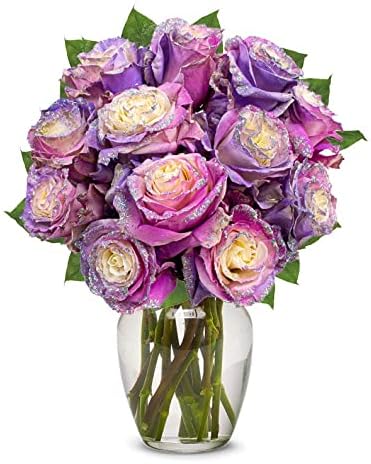 Miniatura 1 de From You Flowers - Rosas de purpurina pastel púrpura con jarrón de vidrio (flores frescas), cumpleaños, aniversario, recuperarse, condolencias,