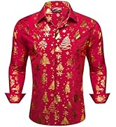 Barry.Wang Mens Christmas Shirts Xmas Shiny Holiday Long Sleeve Button Down Dress Shirts Funny Sn...