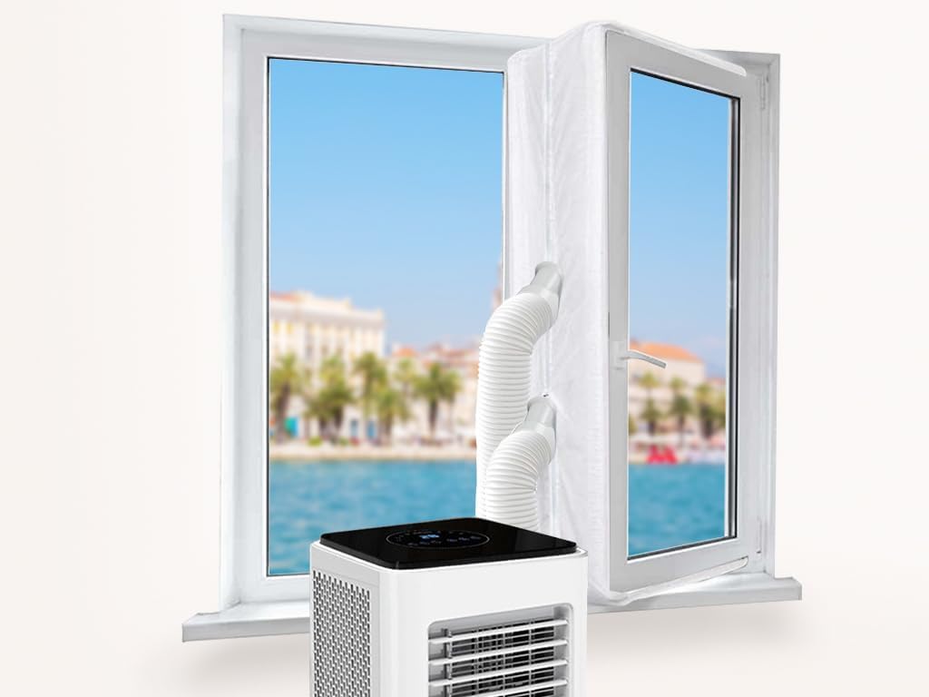 Guarnizione Finestra Climatizzatore, 300CM Guarnizione per Climatizzatore, Condizionatore Portatile Kit Finestra, Guarnizione Condizionatore per Finestra, per Condizionata Asciugatrice(Bianco)