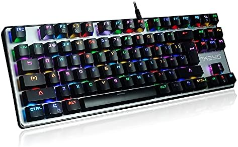 Mechanical Gaming Keyboard, 7KEYS 60% Compact 87 Key Macro Customization RGB Backlit with Blue Switch, Wired Metal Cover for PC, Laptop, Desktop, Teclado Gamer