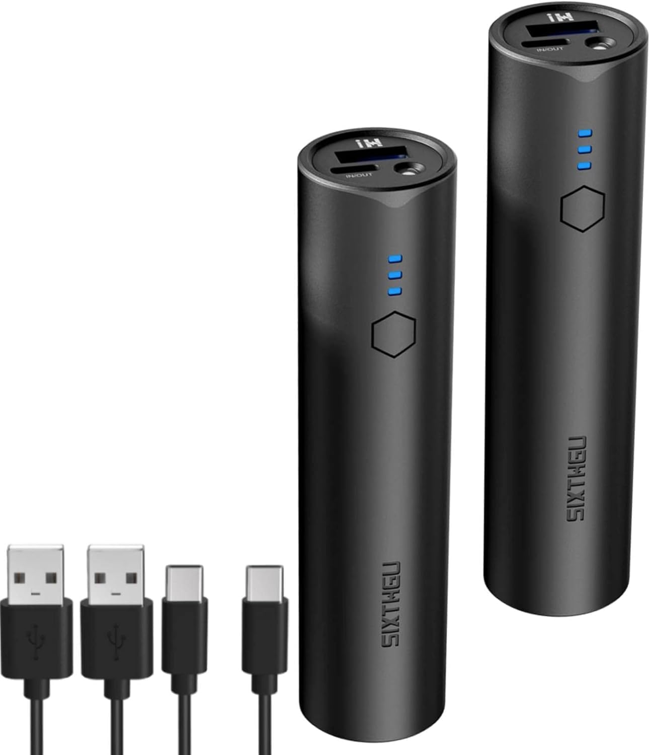 Portable Charger, 5000mAh Mini Power Bank, S03 2-Pack Pocket Size Fast Charging USB-C (in&Out), PowerNano, Compatible with iPhone Series, Android Phone and More