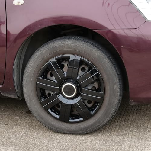 WOLFSTORM 16\" Universal Wheel Rim Cover Hub Caps Auto Hubcap Set, R16 Wheel Cover Replacement Snap On Car Truck SUV - 16 Inch Set of 4 Snap On R16 Hubcaps for Universal Automotive(Black Lacquer) - Thumbnail 5