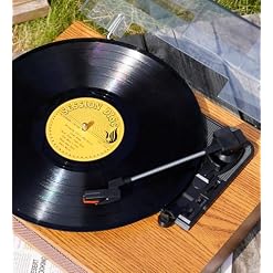 WYRMB Record Player,Oak Finish Turntable with Speakers, Bluetooth 5.3 Vintage Style 3-Speed Vinyl Player, Built-in Speakers, Headphone Jack,Brown - Les Beatles, Paul McCartney, John Lennon, RIngo Starr, George Harrison WYRMB Record Player,Oak Finish Turntable with Speakers, Bluetooth 5.3 Vintage Style 3-Speed Vinyl Player, Built-in Speakers, Headphone Jack,Brown – Image 2