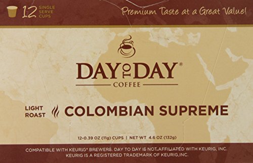Image of Day To Day Colombian Supreme Light Roast Single Serve Coffee Pods, 12 Count Box (Pack of 6), for K-Cup Keurig Brewer