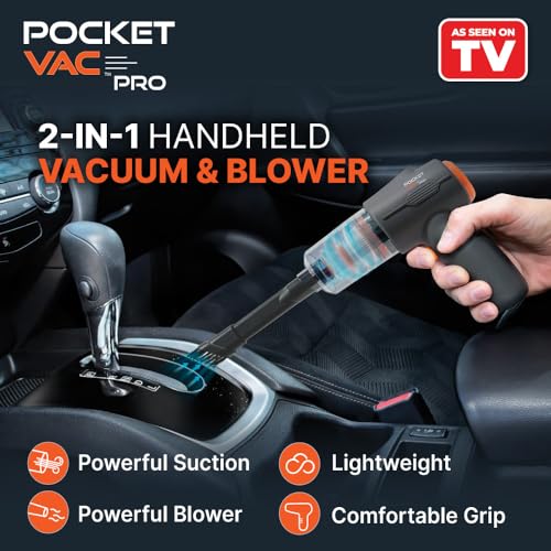 Image of Pocket Vac PRO Handheld Vacuum and Docking Station, Compact Wireless Vacuum Cleaner, Lightweight Powerful for Home Kitchen Car Corner Upholstery Pet Hair Dust Crumbs Cleaning