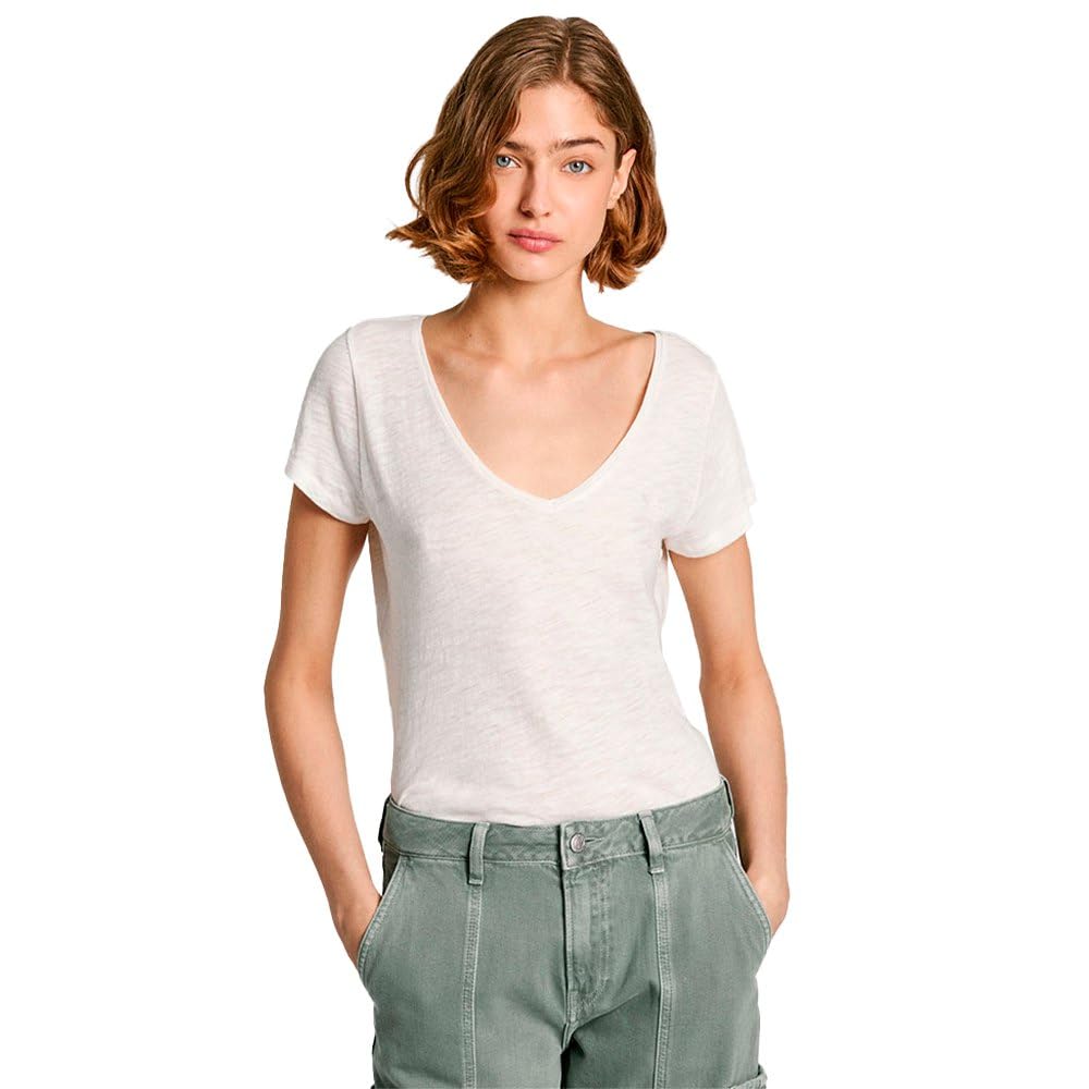 Pepe Jeans Ezzy, Camiseta Mujer, White (Mousse White),